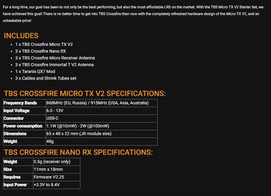 Zestaw startowy TBS CROSSFIRE  – Tbs Fpv Crossfire recenzja i cena